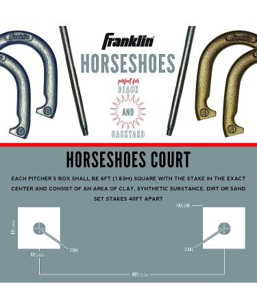 Franklin Sports Horseshoes Sets - Metal Horseshoe Game Sets for Adults + Kids - Official Weight Steel Horseshoes - Beach + Lawn Horseshoes Sets - Sets Include (4) Horseshoes and (2) Ground Stakes Starter - Buy Online on SooperMarket.com
