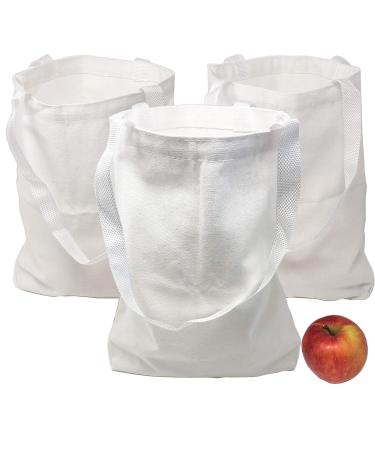 12 DIY Blank 12" x 10" White Canvas Tote Bags - Bulk - Arts and Crafts Project