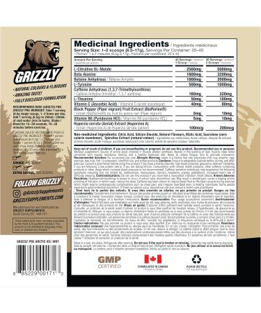 GRIZZLY PRE-WORKOUT ARCTIC ICE Strength Power Focus Caffeine Citrulline Beta-Alanine Arctic Ice 340 g (Pack of 1) - Buy Online on SooperMarket.com