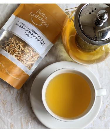 Turmeric Ashwagandha Ginger Black Pepper Loose Leaf Tea 100gm - Digestion & Stress Relief | Superfood | Antioxidant Rich - No Caffeine - Buy Online on SooperMarket.com