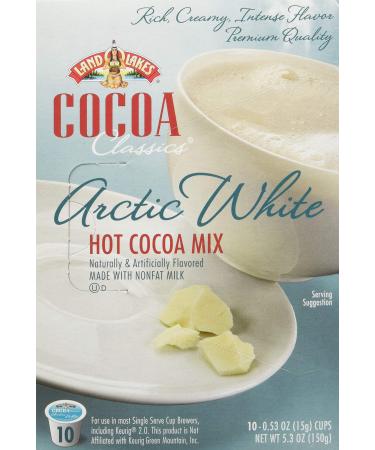 LAND O LAKES Cocoa Single Serve Cups | Hot Cocoa mix | Arctic White |10 Cup Box 15g (Packaging May Vary)