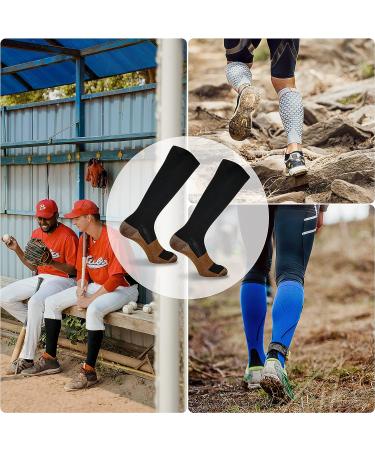 Sainberth 4 Pairs Copper Compression Socks 15-20mmHg for Men and Women - Black Athletic Support Stockings 8-14 - Buy Online on SooperMarket.com