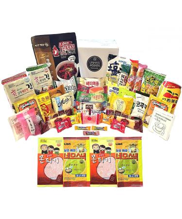 Asian Snack Box Variety Pack - 40 Count Sampler Gift Bundle with Japanese, Korean Candy, Chips, Cookies, Ramen, and Gummy Treats for Kids, Adults, College Students - Individual Wrapped Assortment - Buy Online on SooperMarket.com