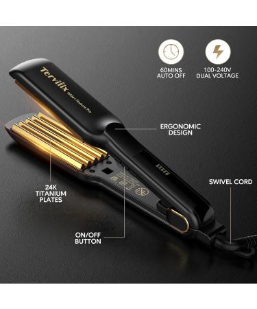Terviiix 24K Titanium Wide Hair Crimper Crimping Iron for Hair Crimper Hair Iron for Textured Crimps and Volume Hair Volumizing Iron for Thin Fine Hair Dual Voltage Auto Off 1-1/2 Inch 1 1/2'' - Buy Online on SooperMarket.com
