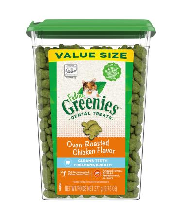 FELINE GREENIES Natural Dental Care Cat Treats, Chicken Flavor, All Bag Sizes 9.75 Ounce (Pack of 1)