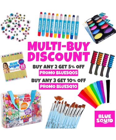 Blue Squid Fluorescent Glow Face & Body Paint Kit - Set of 8 Neon Colors for UV & Blacklight | Includes Free UV Flashlight | Festive Glowing Makeup - Buy Online on SooperMarket.com