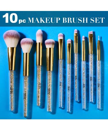 Expressions 10pc Pro Makeup Brush Set with Sparkling Gemstones - Quality Soft Bristle Tools for Professional Makeup - Buy Online on SooperMarket.com