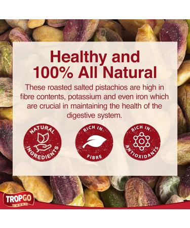 Tropgo Roasted Salted Pistachios Kernel 100g - Nuts in Resealable and Recyclable Tub - Healthy Jumbo Nuts with Fibre Protein and Essential Minerals - Healthy Snacks for All Ages - Buy Online on SooperMarket.com