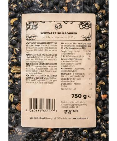 KoRo Black Soybeans Roasted & Salted 750g - Healthy Crispy Snack Fat-Free Perfect for Between Meals - Buy Online Internationally - Buy Online on SooperMarket.com