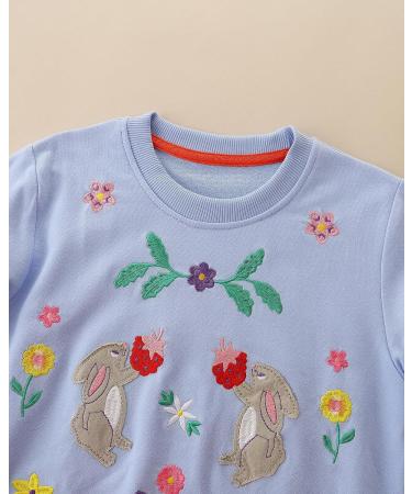 Girls Cotton Sweatshirt | Long Sleeve Pullover for Toddlers | Casual Jumper for Kids Age 1-12 | Blue | Size 6-7 Years - Buy Online on SooperMarket.com