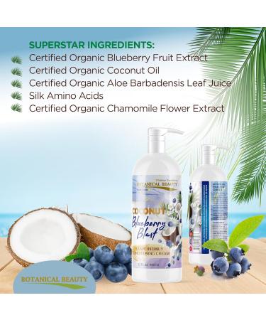 Botanical Beauty Coconut Blueberry Blast Leave-In Conditioner - Softening Detangling & Damage Repair - 32 Fl. Oz (946 ml) | International Shipping Available - Buy Online on SooperMarket.com