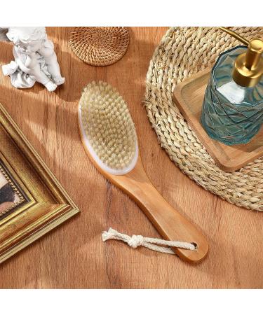2-Piece Natural Boar Bristle Body Brush Set for Dry Skin Exfoliation - Buy Online on SooperMarket.com