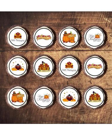PRECUT Thanksgiving Cupcake Toppers Edible Thanksgiving Cake Decorations Edible Thanksgiving Decorations Fall Cake Topper Edible Pumpkin Cake Decorations (12) - Buy Online on SooperMarket.com