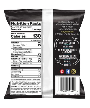 Stacy's Pita Chips Simply Naked 1oz Bag - Pack of 6 | Crunchy Snack - Buy Online on SooperMarket.com