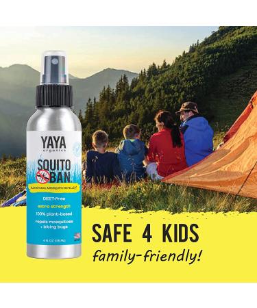 Squito Ban Mosquito Repellent Spray by Yaya Organics | All Natural, Proven Effective, Family Friendly, Deet-Free | 4oz - Buy Online on SooperMarket.com
