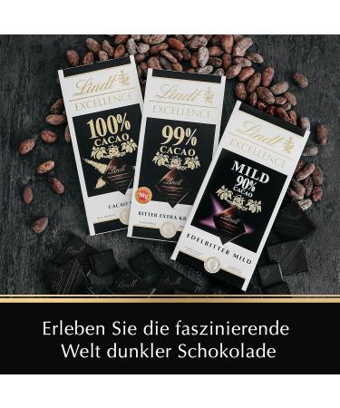 Lindt Excellence 99% Cocoa - Extra Strong Dark Chocolate | 50g Vegan Bitter Chocolate Gift | Intensive Cocoa Taste 2023 - Buy Online on SooperMarket.com