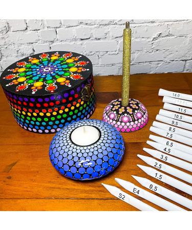 Happy Dotting Co. 16pc Dotting Tools for Mandala Painting - Double Ended Set with Stylus and Unique Ellipse Tool - Ideal for Rocks, Stone Craft, and Canvas DIY - Buy Online on SooperMarket.com