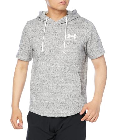 Under Armour Men's Rival Terry Short-Sleeve Hoodie Onyx White (112)/Cruise Gold Medium