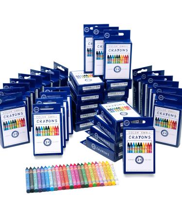 Color Swell Bulk Crayon Packs - 36 Boxes of 24 Vibrant Colored Crayons of Teacher Quality Durable Bulk Crayons for Classroom and Home