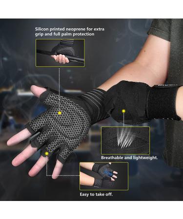 iHuan Ventilated Weight Lifting Gloves with Wrist Wrap Support - Full Palm Protection for Men & Women - Ideal for Weightlifting, Training, Fitness - Black (Large) - Buy Online on SooperMarket.com