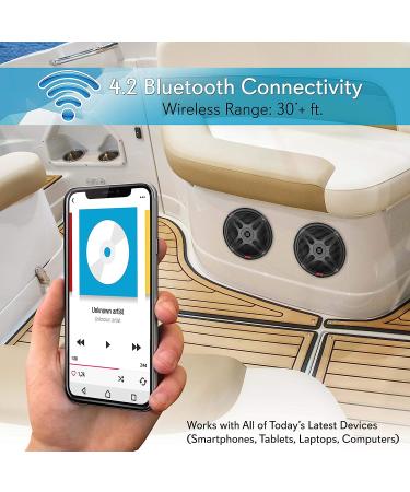 Pyle 6.5 Inch Bluetooth Marine Speakers - Weather Resistant Outdoor Audio System, 600W Power, Low Profile Design - Black, 1 Pair - Buy Online on SooperMarket.com