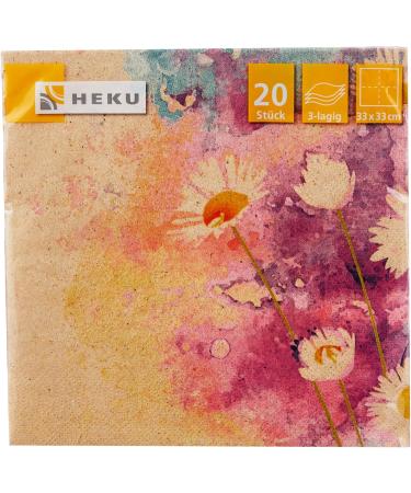 HEKU 100 Napkins - 3-Layer 33x33cm Flowers Nature | Practical & Stylish | Ideal for Special Occasions | Made in Europe - International Shipping Available - Buy Online on SooperMarket.com