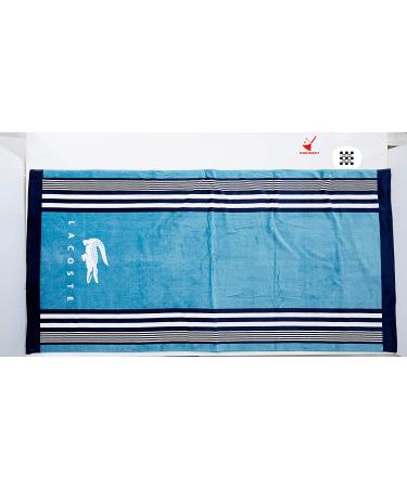 Lacoste Oki 100% Cotton Beach Towel - Teal | 36W x 72L - Buy Online on SooperMarket.com