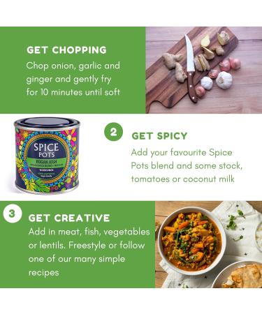 Spice Pots Rogan Josh Curry Powder - 100% Natural & Gluten Free - Vegan Blend (Medium Heat) - 80g Pot - Buy Online on SooperMarket.com