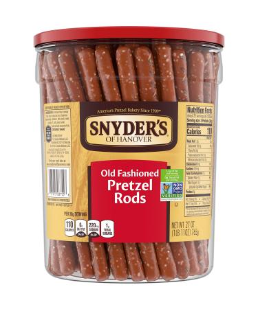 Snyder's of Hanover Pretzel Rods, Old Fashioned Pretzels, Canister 27 Oz Old Fashion Rods 27 Ounce (Pack of 1)