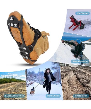 Ice Snow Grips Traction Cleats for Shoes & Boots - Anti-Slip Crampons with 11 Studs - S, M, L, XL (Men 5-8/ Women 7-10) - Buy Online on SooperMarket.com