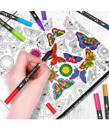 36 Dual Brush Coloring Markers Set for Adults Kids - Fine Tip Art Colored Pens for Coloring Books, Bullet Journaling, Drawing - Double Sided Color Marker Pen for School, Office, Sketching - Buy Online on SooperMarket.com