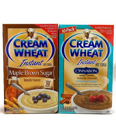 Cream of Wheat Instant Cinnabon and Maple Brown Sugar Hot Cereal Bundle - 1 box of each (total of 2 boxes)