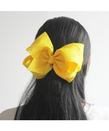 Sparkly Rhinestone 8-Inch Hair Bows Clips - 14 Piece Set for Girls, Toddlers, and Teens - Buy Online on SooperMarket.com