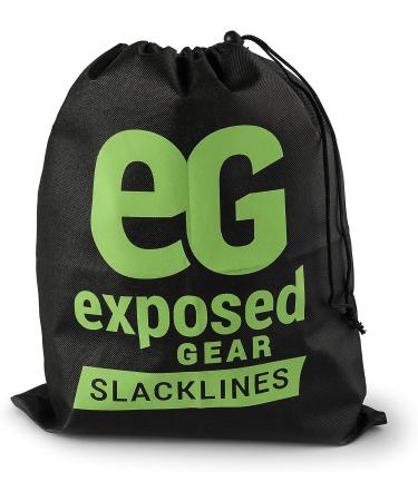60ft Slackline Kit with Training Line, Tree Protectors, High Grade Ratchet, Arm Trainer, Instruction Booklet, Carry Bag - Green | Perfect Slackline Set for Kids and Adults - Buy Online on SooperMarket.com