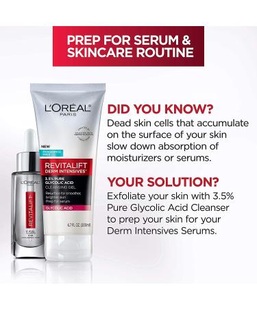 L'Oreal Paris Revitalift Derm Intensives Gel Cleanser - 3.5% Glycolic Acid & Salicylic Acid - 6.7 fl oz - Buy Online on SooperMarket.com