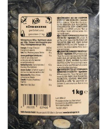 Koro Pumpkin Seeds from Styria - Roasted & Salted 1kg | Perfect Snack & Salad Topping - Buy Online on SooperMarket.com