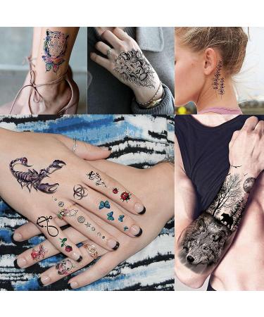 VANTATY 54 Sheets Large Watercolor Temporary Tattoos - Tribal Wolf Lion Tiger Owl Flower Designs for Men and Women - Long Lasting Fake Tattoos for Thigh, Arm, and Chest - Buy Online on SooperMarket.com