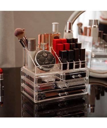 Cq acrylic Clear Makeup Organizer & Storage 4 Drawers - Set of 2 | Cosmetic & Jewelry Display Case for Beauty Skincare Products - Buy Online on SooperMarket.com