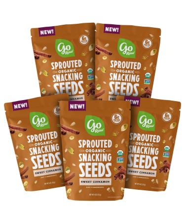 Go Raw Pumpkin & Sunflower Seed Snack Mix, Sweet Cinnamon, Keto | Vegan | Gluten Free| Organic | Superfood, 4 oz Bags, Pack of 5