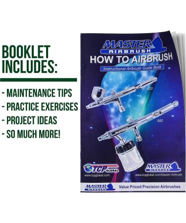 Multi-Purpose Airbrushing System Kit with Portable Mini Compressor - Dual-Action Airbrush for Hobby, Craft, Cake Decorating, Tattoo - Includes Hose & How-to Guide Booklet - Buy Online on SooperMarket.com