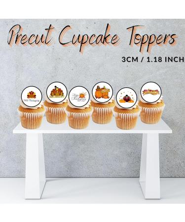 PRECUT Thanksgiving Cupcake Toppers Edible Thanksgiving Mini Cake Decorations - Edible Fall Party Decorations Thanksgiving Cake Topper Edible Pumpkin Cake Decorations (24) - Buy Online on SooperMarket.com