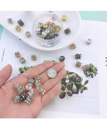 Coiris 10mm Silver Plated Double Beads Caps with Rhinestone Flower Cup - 30PCS for DIY Jewelry Making (HT-1000-1) - Buy Online on SooperMarket.com