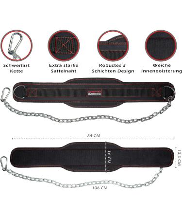 Raigeki Fitness Dip Belt with 106cm Steel Chain - Weight Belt for Strength Training Bodybuilding & Pull-Ups | Includes Training Plans for Men & Women - Buy Online on SooperMarket.com
