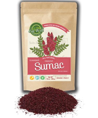 Eat Well Premium Foods - Sumac Spice 16 oz Reseable Bag, Bulk Ground Sumac Berries - Bran, Turkish Sumac Seasoning, Middle Eastern Spices