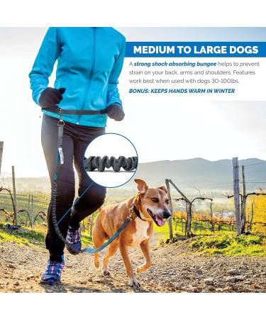 Tuff Mutt Hands Free Dog Leash A Dog Running Leash for Dogs That Makes A Great Waist Leash for Dog Walking Double Handle Bungee Dog Leash with Reflective Stitching and Adjustable Dog Walking Belt Gray - Buy Online on SooperMarket.com
