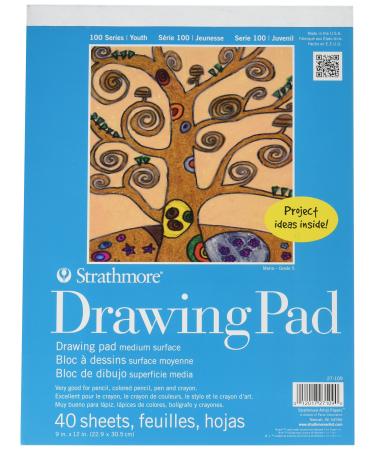 Strathmore 100 Series Youth Drawing Pad, 9 by 12", 40 Sheets 9x12 Drawing Pad 40 Sheets
