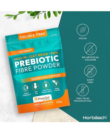 Prebiotic Fibre Supplement 250g | Gut Health Support Vegan Powder | FOS Inulin & Oat Bran Beta Glucans | Horbaach - Buy Online on SooperMarket.com