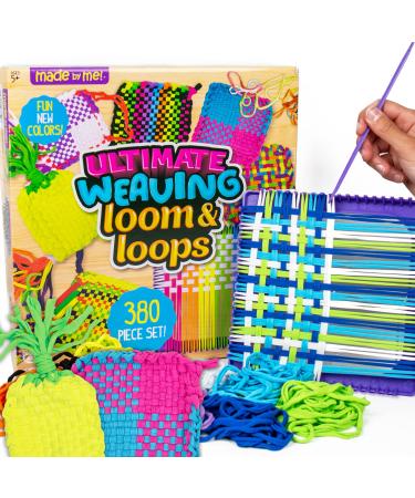 Made By Me Ultimate Weaving Loom, Includes 378 Craft Loops & 1 Weaving Loom with Tool, Makes 25 Projects, 9 Rainbow Colors of Weaving Loops, Hook & Loop Potholder Kit, DIY Weaving Kit