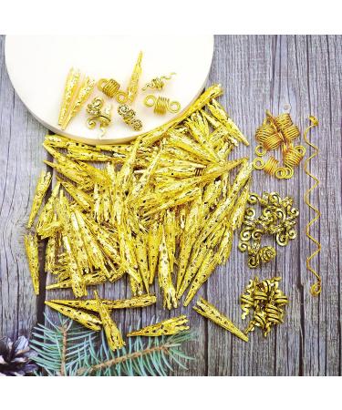 130-Piece Gold Locs Hair Jewelry Kit for Women - Dreadlocks Accessories, Beads, Braids, Hair Cuffs, Charms - Goddess Style - Buy Online on SooperMarket.com