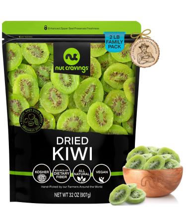 Sun Dried Kiwi Slices, with Sugar Added (32oz - 2 LB) Packed Fresh in Resealable Bag - Sweet Dehydrated Fruit, Snack Treat - Healthy Food, All Natural, Vegan, Kosher Certified